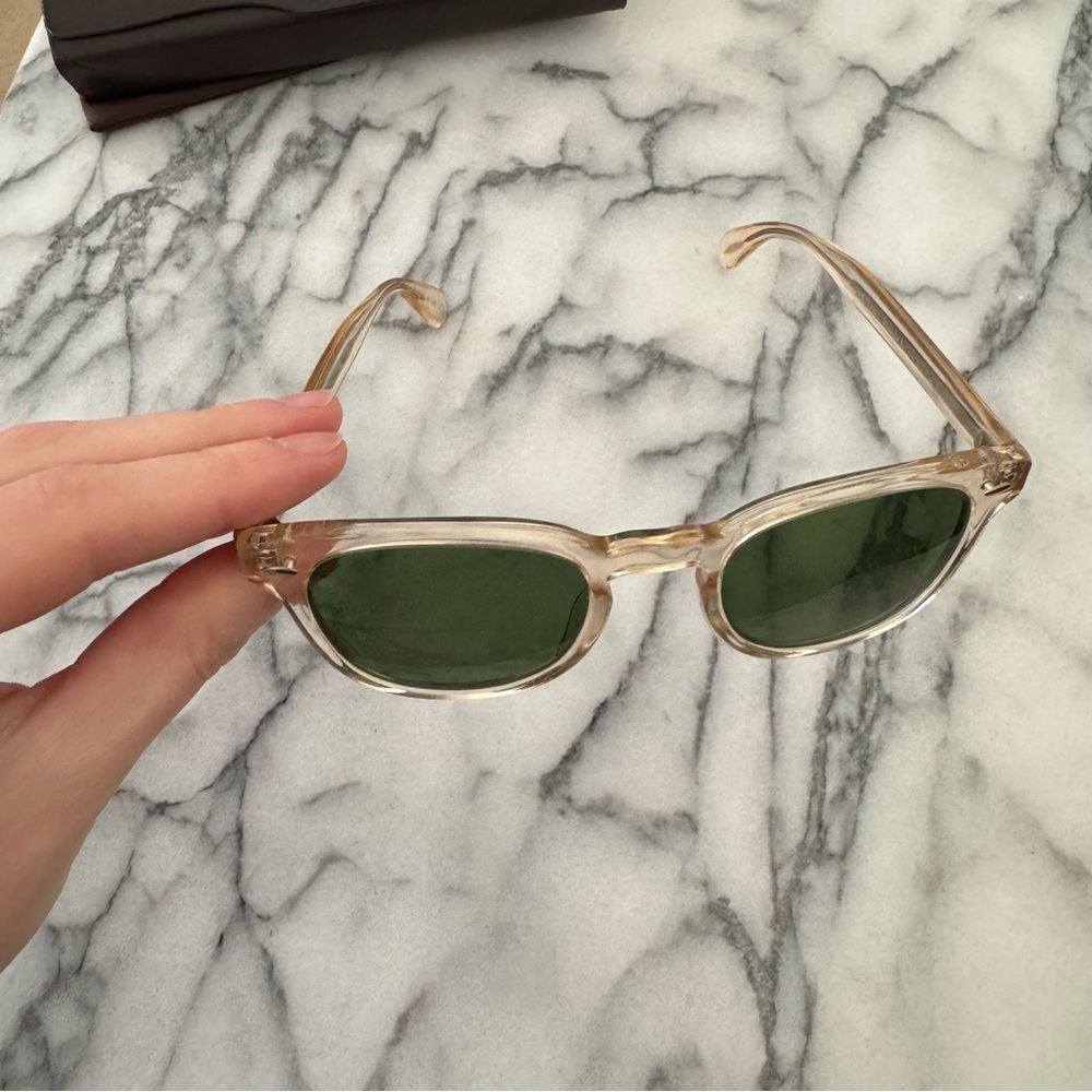 Oliver Peoples Sheldrake Sun - Clear Frame Sunglasses with Green Lenses - Picture 5 of 12